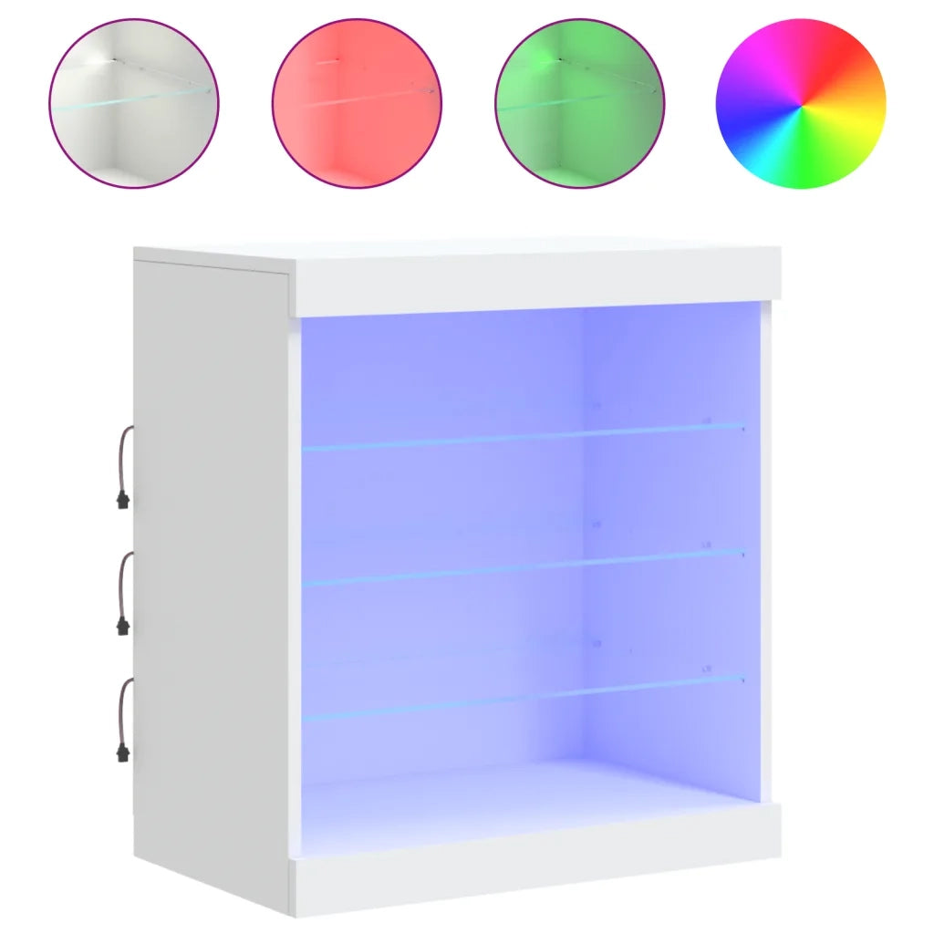 Credenza | Madia | Buffet da pranzo | Armadio da pranzo con Luci LED Bianca 60,5x37x67 cm