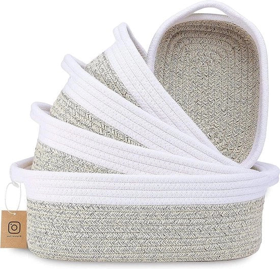 Set di contenitori in cotone intrecciato da 5 - contenitore di stoccaggio per bagno e lettino per bambini