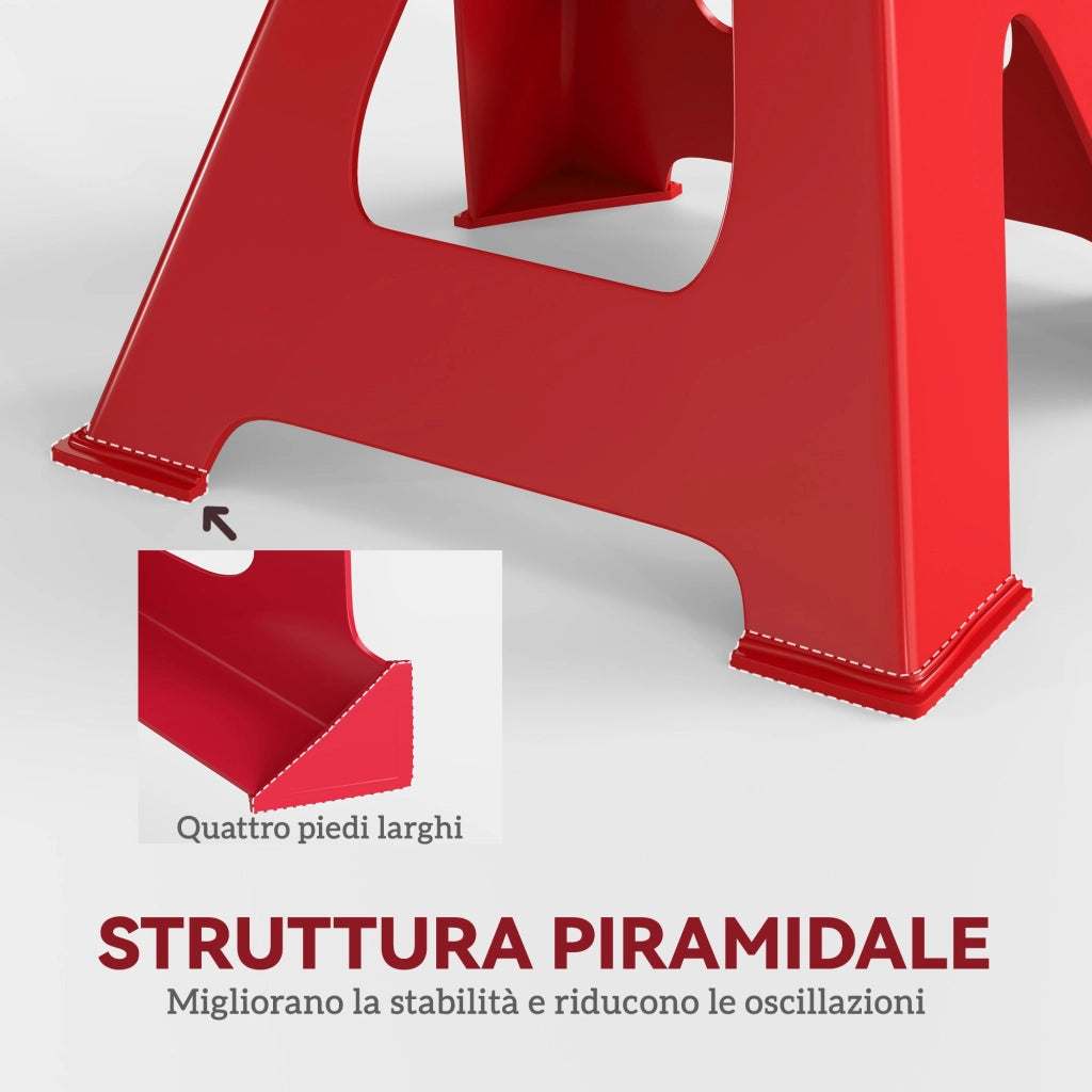 Set 2 Cavalletti Auto 3 Tonnellate di Capacità Altezza 29-42,5 cm Acciaio al Carbonio e Ghisa Rosso