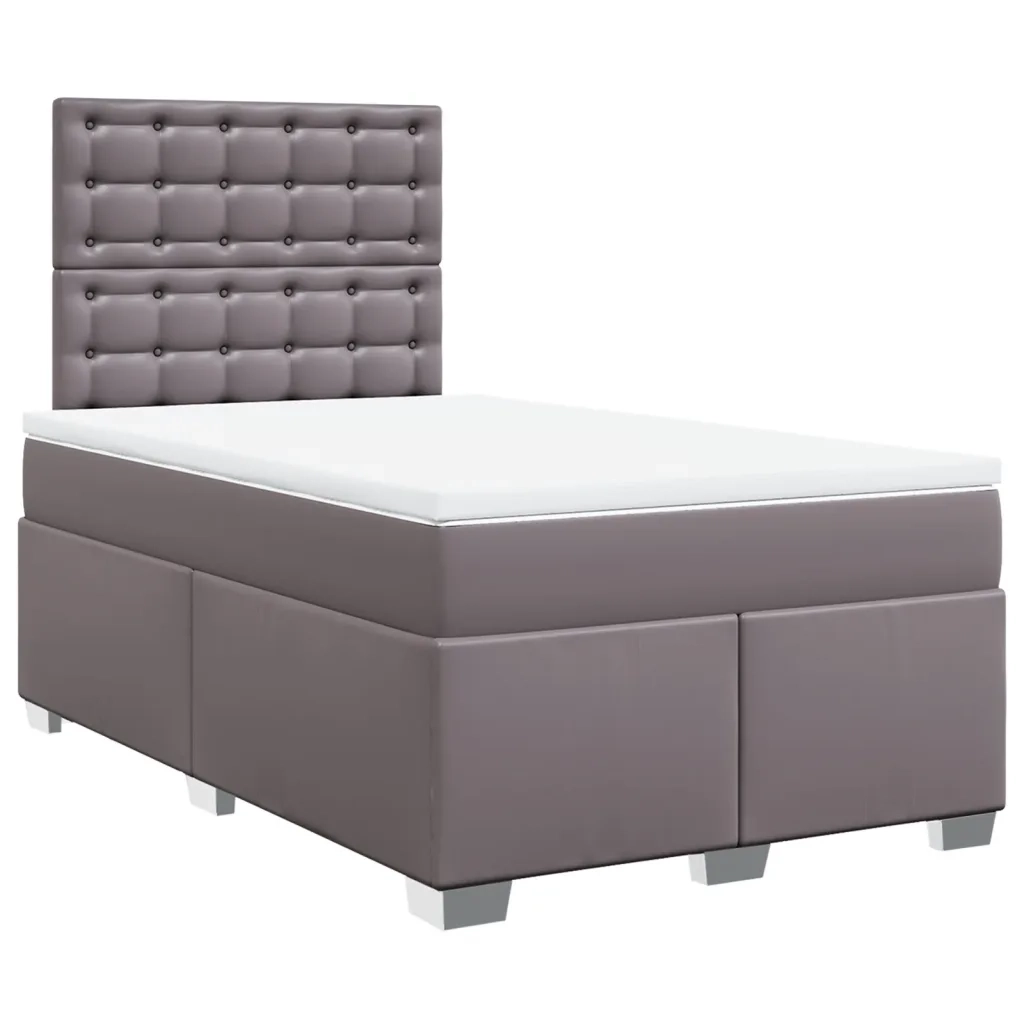 vidaXL Giroletto a Molle con Materasso Grigio 120x200 cm in Similpelle