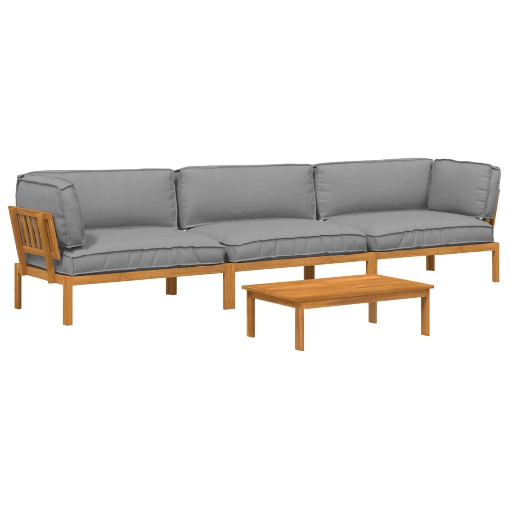 Set di divani con cuscino 4 pcs Grigio Legno di Acacia Massello 3418545