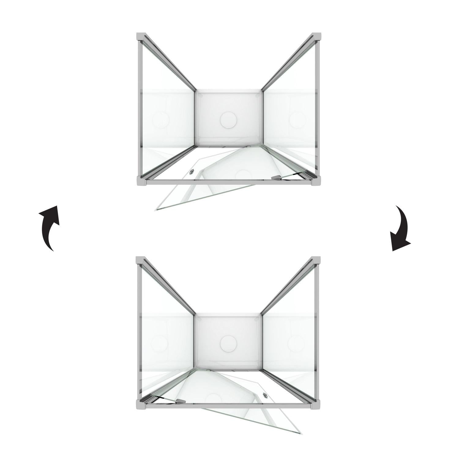 Box Doccia 3 Lati 80x100x80 cm 1 Anta Battente in Cristallo Trasparente 6mm H185 Fosterberg Koge Trio