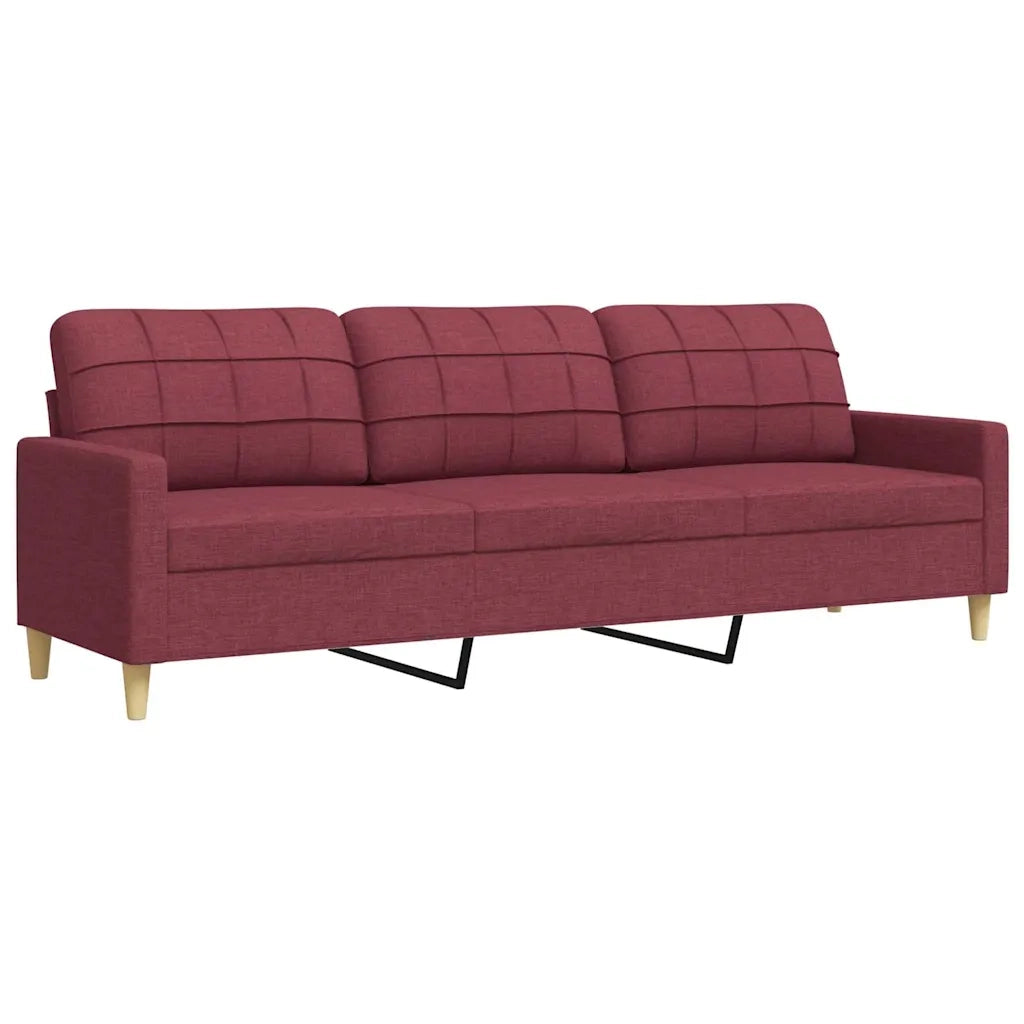 Divano a 3 Posti-Sofa 3 Posti Rosso Vino 210 cm in Tessuto