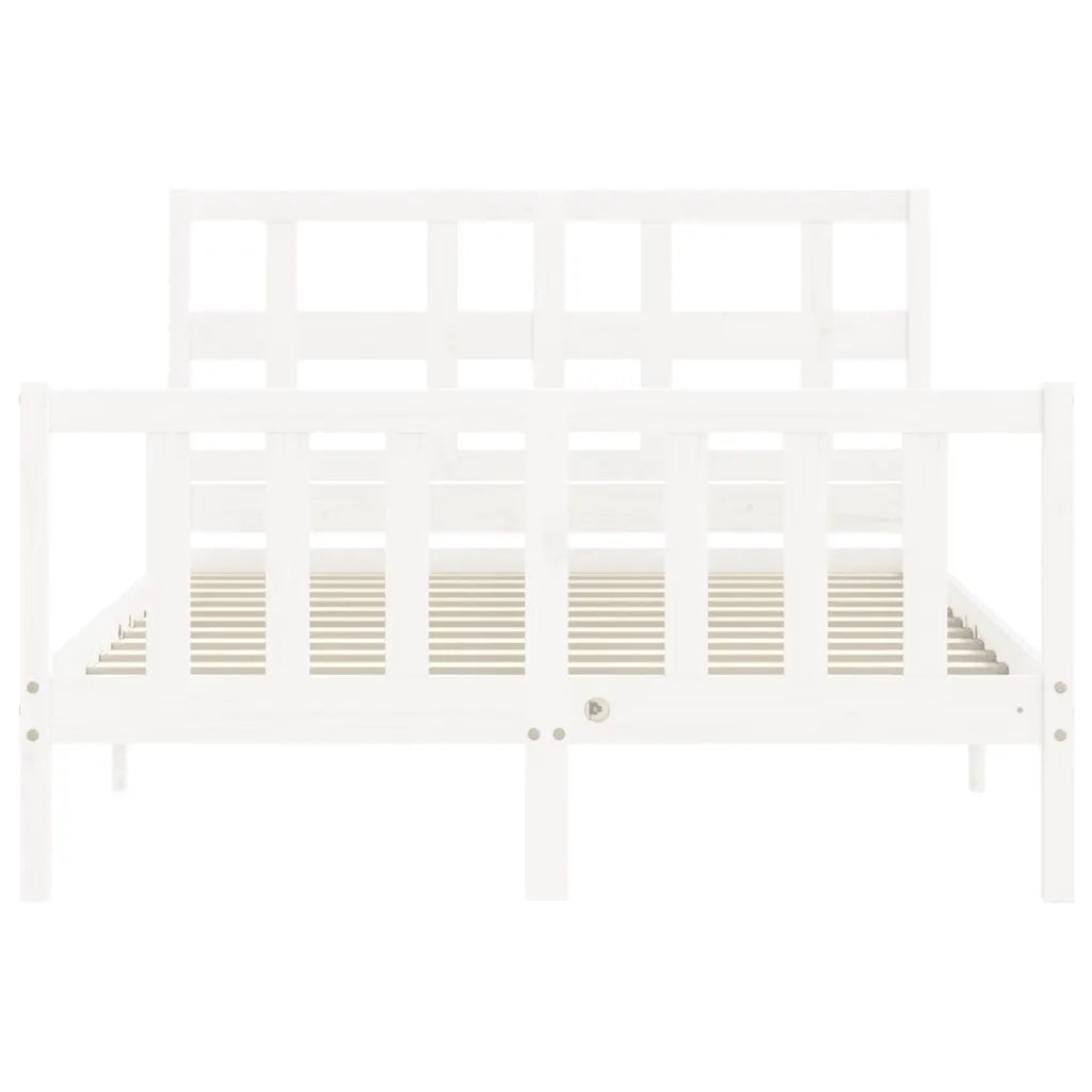Letto senza Materasso-Struttura Letto Bianco 140x190 cm Legno Massello di Pino 217111