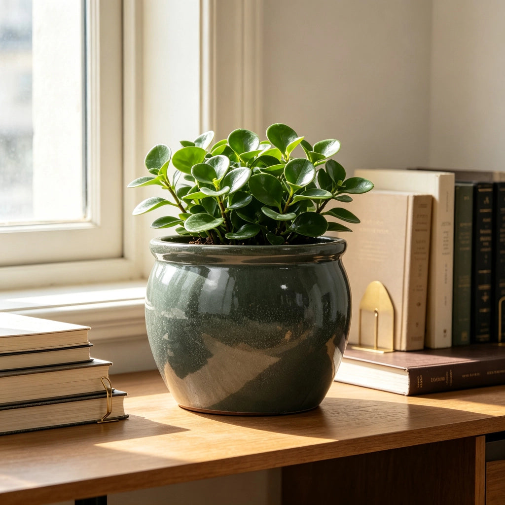 Fioriera a più livelli in ceramica fatta a mano con smalto lucido antich blu verde e fori di drenaggio Ø 23 cm