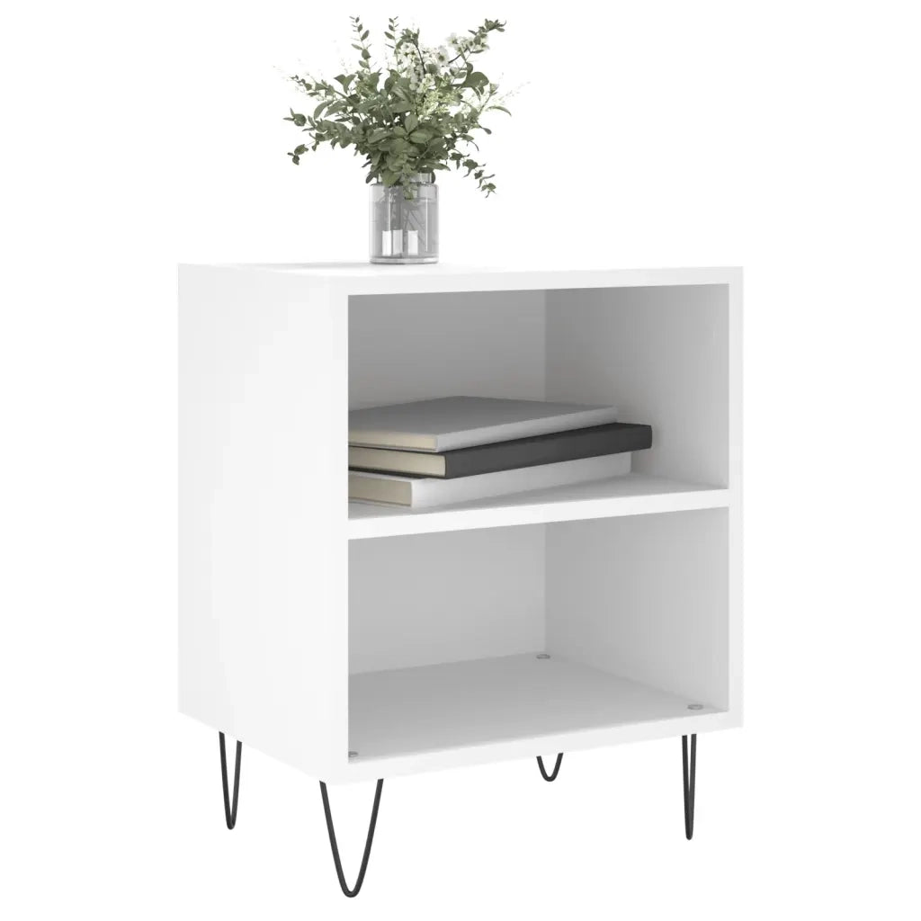 Set di 2 Comodini | Armadio da Notte | Mobiletto da notte Bianchi 40x30x50 cm in Legno Multistrato