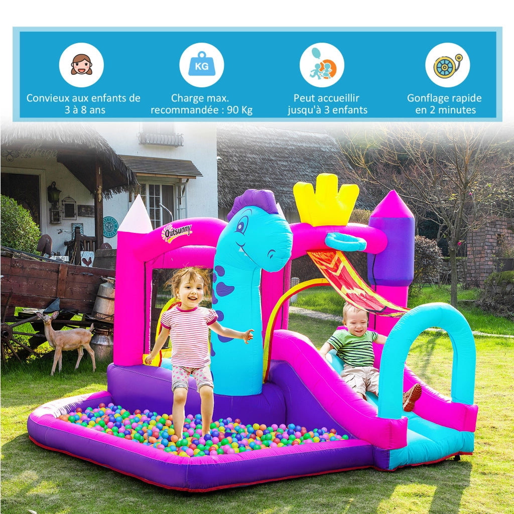 Castello gonfiabile con scivolo, trampolino, piscina e canestro ¨C zephmum ¨C Multicolore 300x270x200 cm