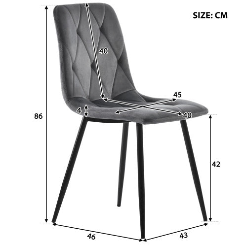 Set da pranzo 120/160x80x66.1 cm allungabile; 4 sedie; MDF effetto noce; velluto grigio scuro