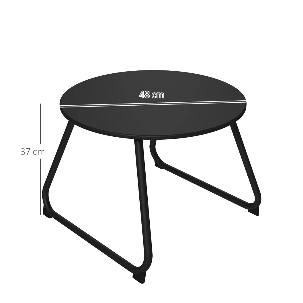 Tavolino da Esterni ?48x37 cm in Metallo Nero con Piedini Regolabili