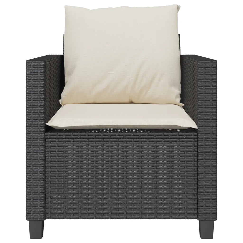 Set da BistrÃ² 3 pz con Cuscini Nero in Polyrattan