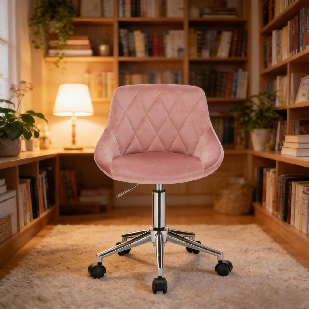SEDIA UFFICIO Girevole con Ruote, Altezza Regolabile, Rosa, 69,5-77 cm