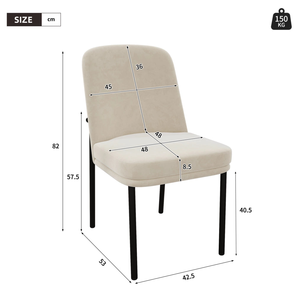 Set di 2 sedie da pranzo beige in velluto