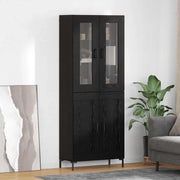 Credenza 2 pcs Rovere Nero Legno multistrato