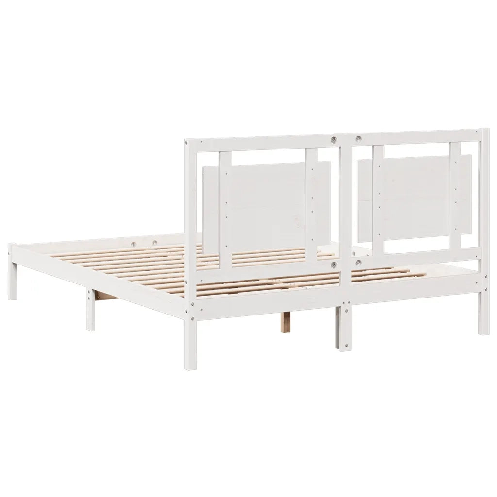 vidaXL Giroletto Extra Lungo senza Materasso Bianco 140x210cm Massello