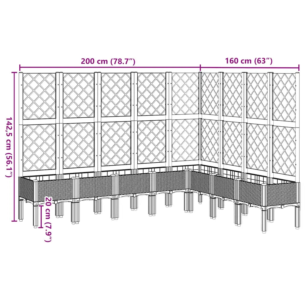 Fioriera da Giardino con Traliccio Marrone 200x160x142 cm in PP 367945