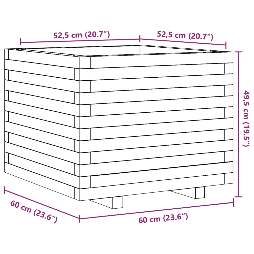 Fioriera da Giardino Bianca 60x60x49,5cm Legno Massello di Pino 847359