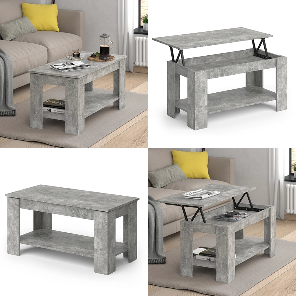 Vicco Tavolino soggiorno Calcestruzzo 100 x 50 cm con funzione di sollevamento