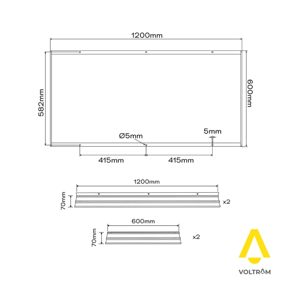 Cornice bianca a soffitto in alluminio per pannello LED 120x60