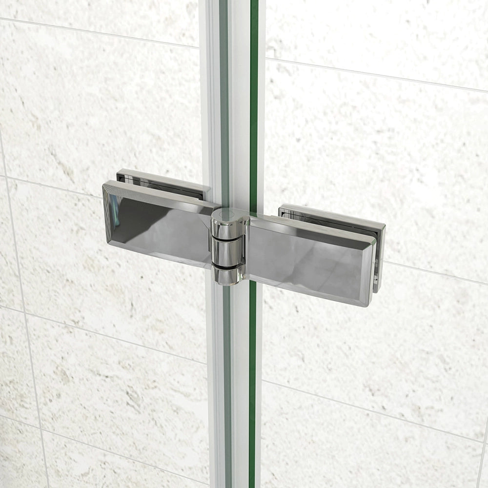 185 cm Box Doccia a Tre Lati Porta Pieghevole a Libro 110 cm Doppia Parete Fissa 70 cm Vetro da 6 mm Temperato Anticalcare Barra Stabilizzatrice 45 cm Cromo Lucido