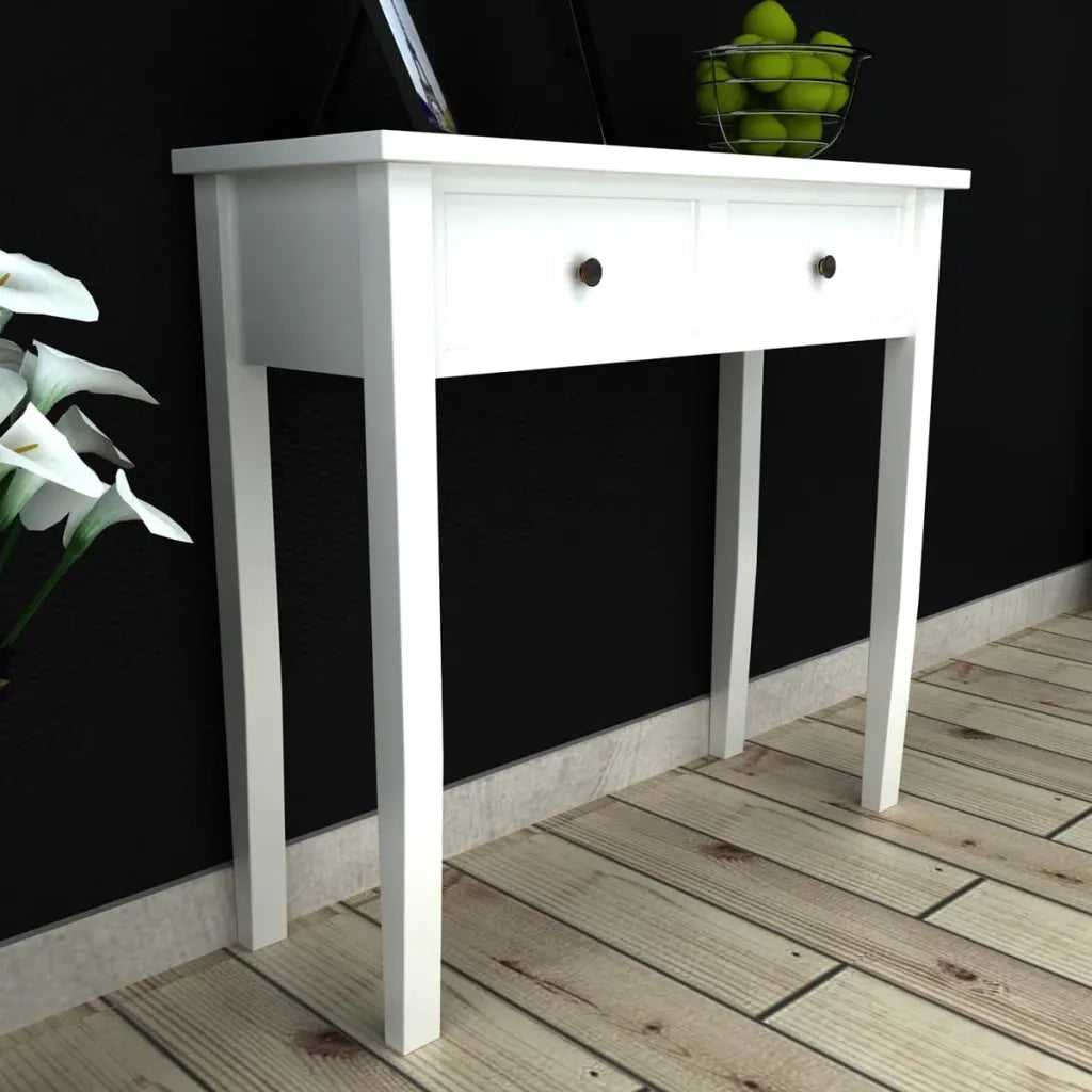 Tavolo Consolle | Tavolo d'Ingresso da Trucco con 2 Cassetti Bianco