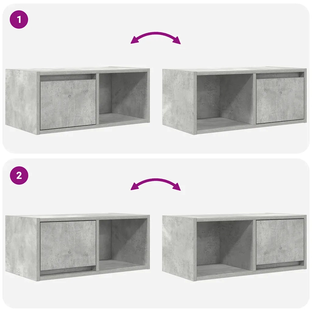 Mobili TV 2 pz Grigio Cemento 60x31x25,5cm in Legno Multistrato