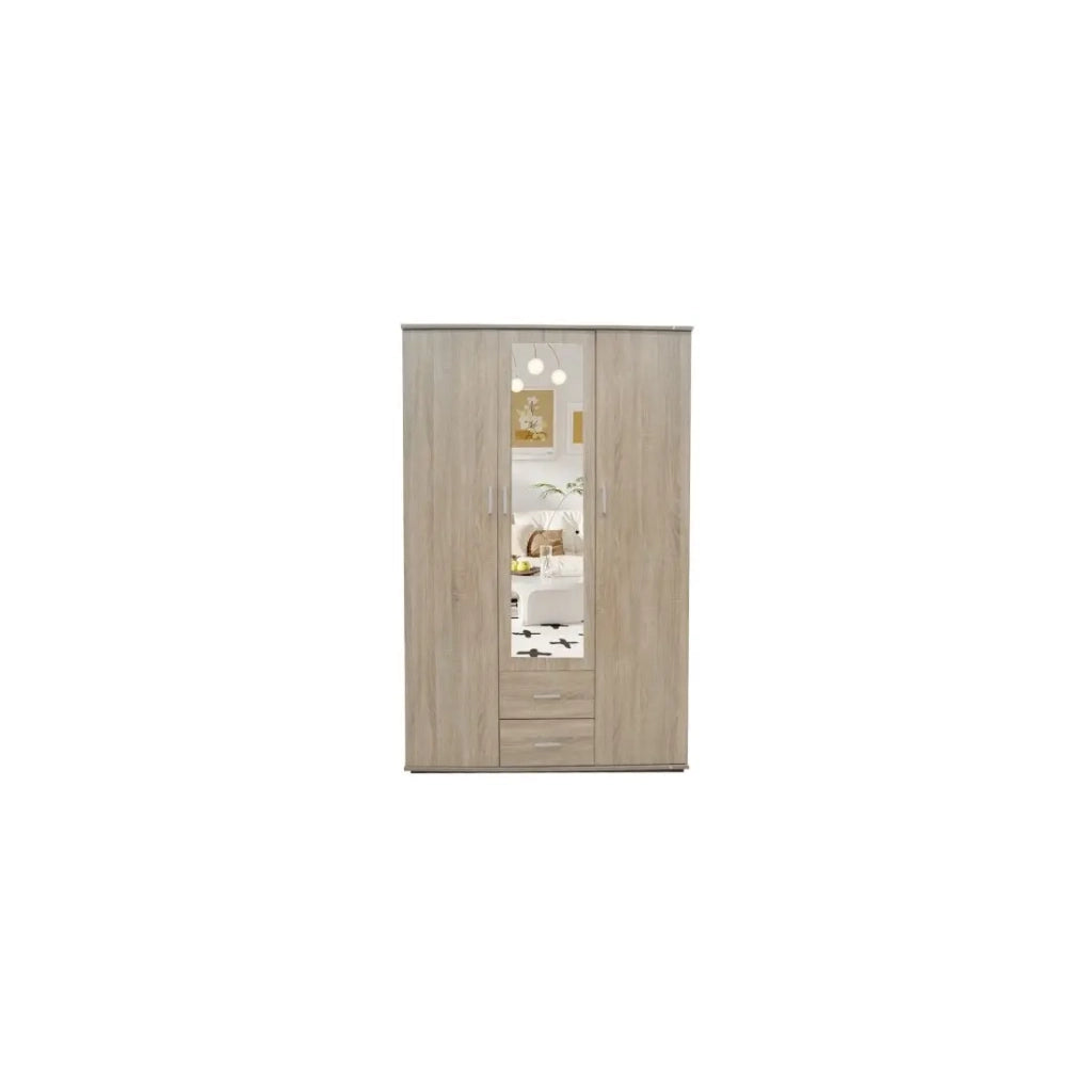 Armadio TOM 3 ante – Quercia Sonoma – Con specchio – L120 x H185 cm
