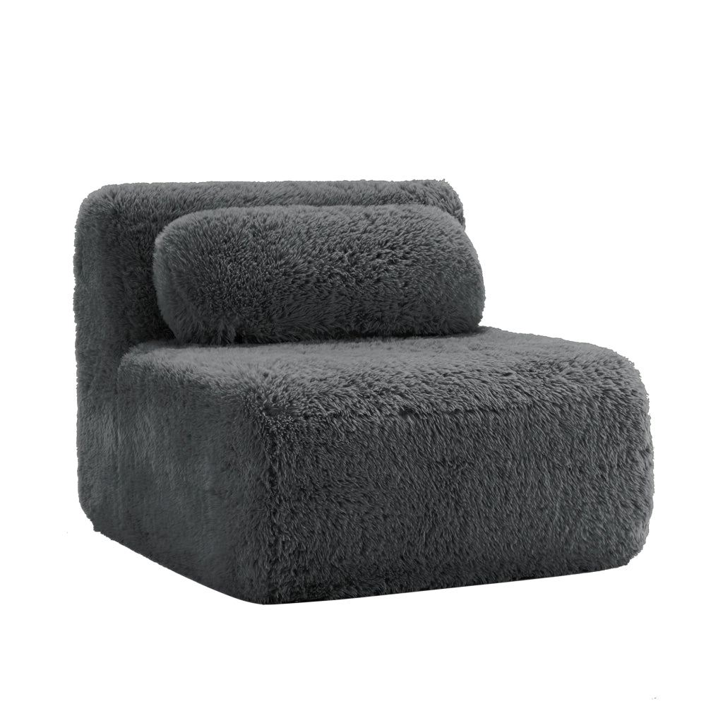 DIVANO Modulare Senza Braccioli 2-4 Posti Tessuto Peluche Grigio