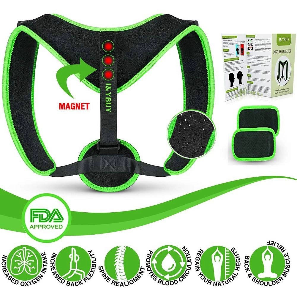 Trade Shop - Fascia Posturale Spalle Schiena 3 Magneti Supporto Regolabile Unisex Relax S-l -