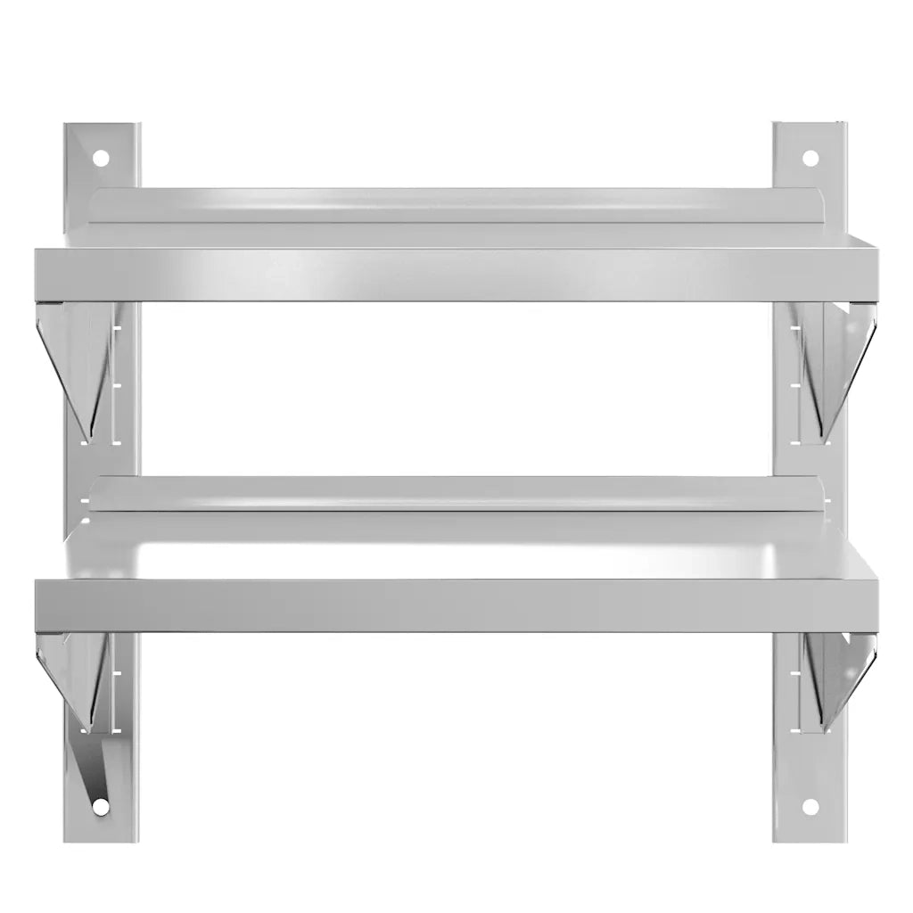 Mensola Muro 2 Ripiani 50x30x48 cm Argento Acciaio Inossidabile