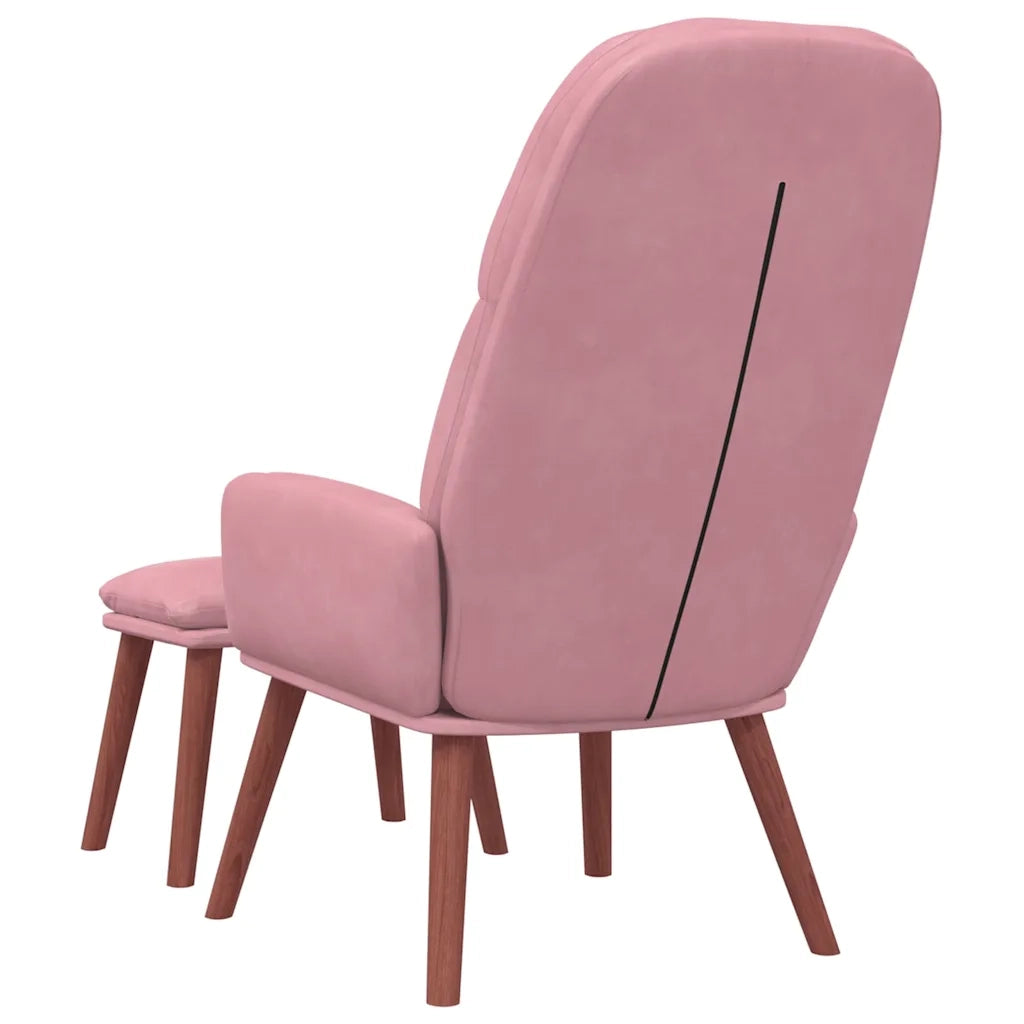 Poltrona Relax con Poggiapiedi Rosa in Velluto 3315120