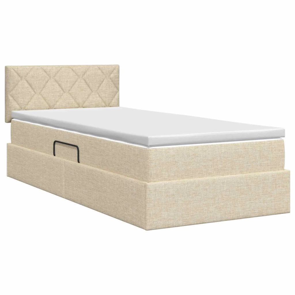 Letto con contenitore e materasso Crema 100 x 200 cm Velluto 3458668