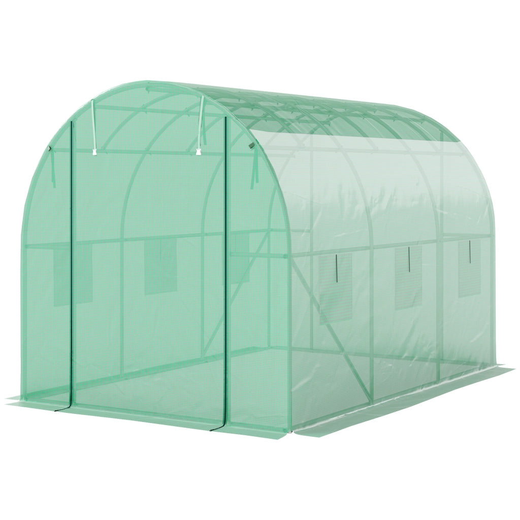 Serra da giardino in plastica con struttura in acciaio e porte a rullo ¨C zephmum ¨C Verde