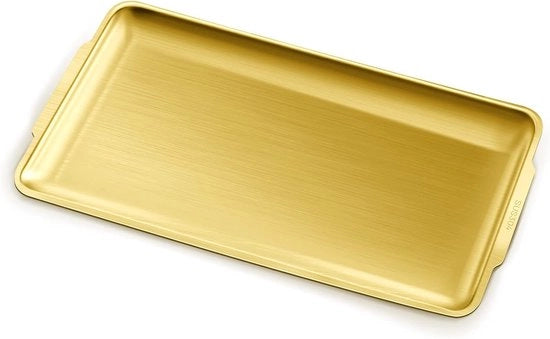 Piatto da servizio in acciaio inossidabile - elegante servizio da tavola - 1 pezzo - oro - 40 x 22 cm