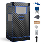 Sauna portatile a vapore per casa con generatore di vapore da 3L telecomando, Box sauna completo 1 posto Nero