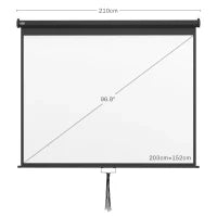 Telo Proiettore 100" Regolabile con Montaggio a Soffitto e Parete, Formato 4:3, 203x152cm, Bianco e Nero