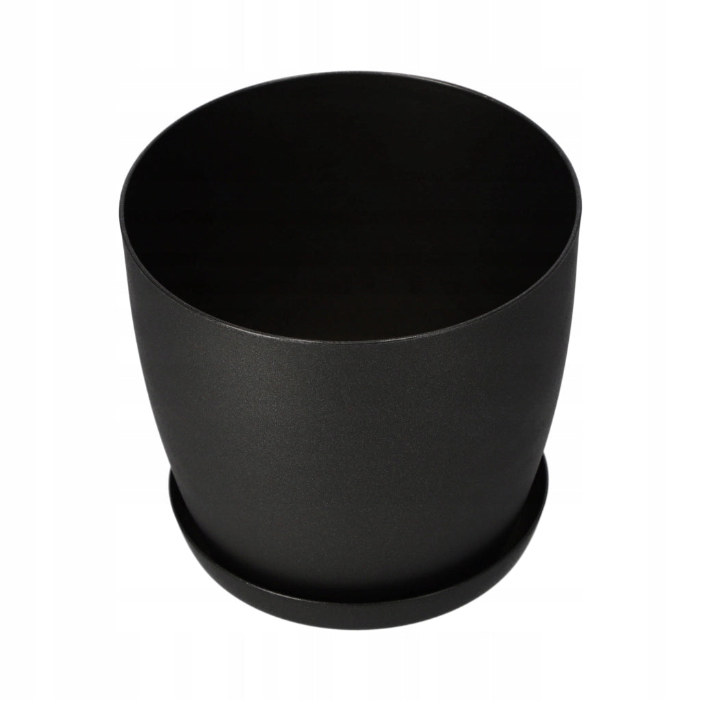 Vaso da fiori KADAX con sottovaso, vaso in plastica da 30 cm, coperchio, fiori, grafite opaca