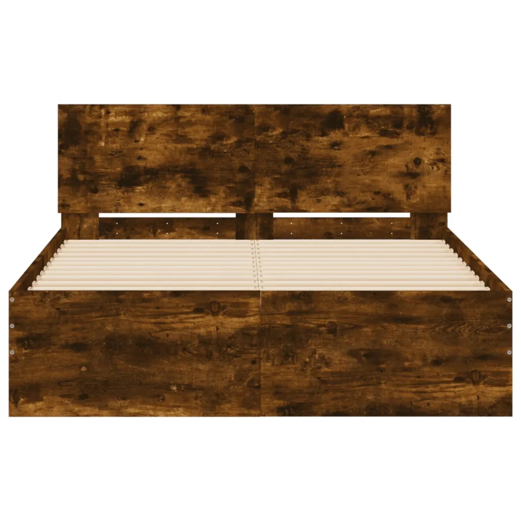 Giroletto con Testiera-Struttura Letto con testiera Rovere Fumo 120x200 cm