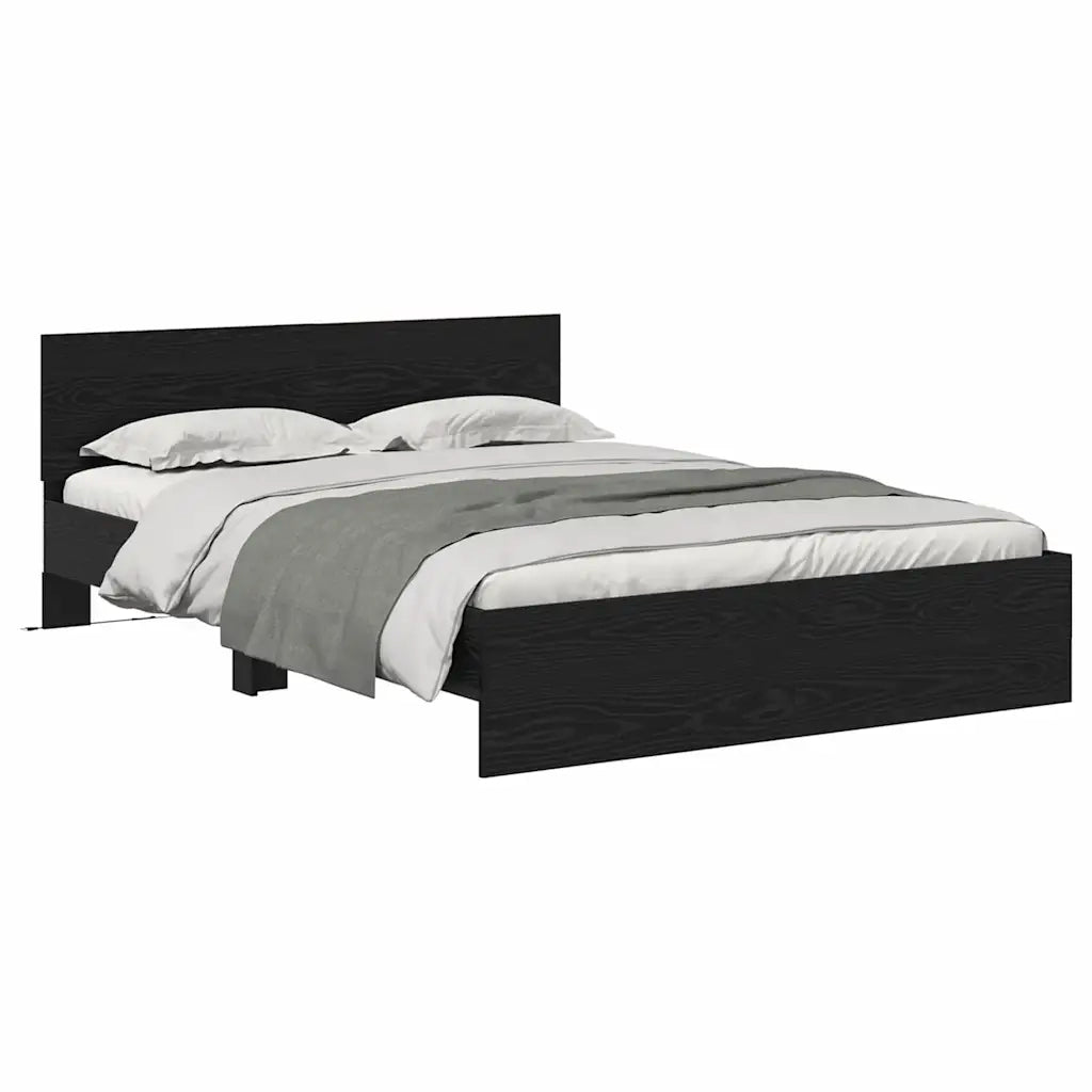 Struttura del letto Rovere Nero 150 x 200 cm Legno multistrato