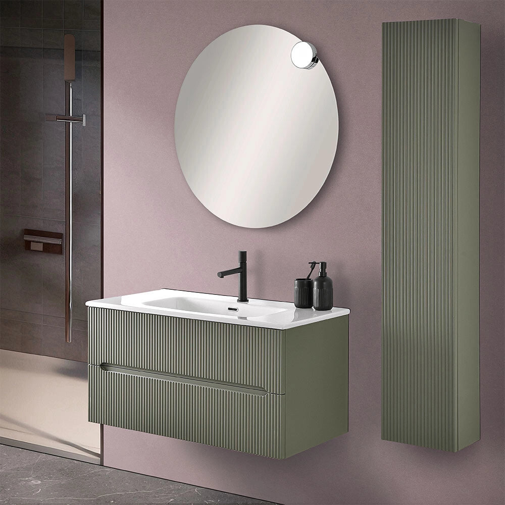 Mobile bagno sospeso cannettato 90 cm verde Bali