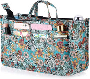 Organizzatore di Borsa 13 Comparti Espandibile Borsa Interna Borsa - Disegno di Fiori Verde