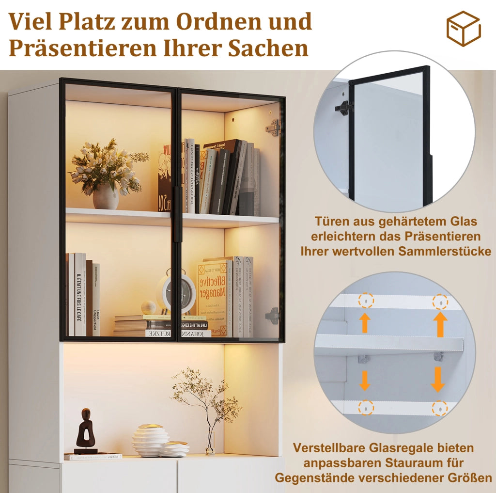 Vetrina moderna con ante in vetro e illuminazione LED