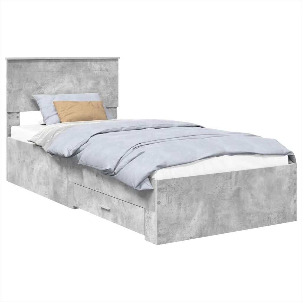 Struttura del letto con testiera-Giroletto con Testiera Grigio cemento 100 x 200 cm 736256