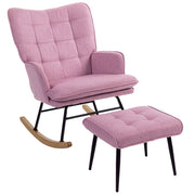 Sedia a dondolo con poggiapiedi e cuscino imbottito ¨C zephmum ¨C rosa, legno