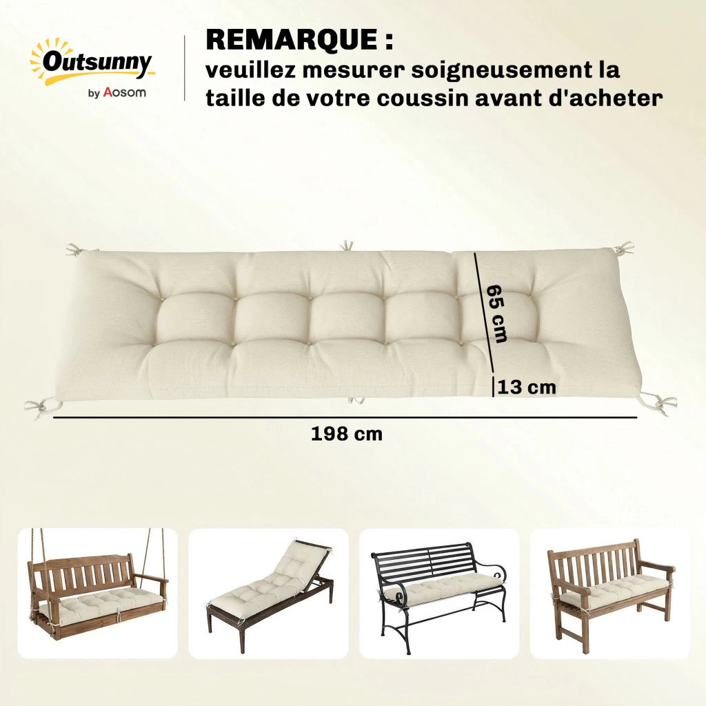 Cuscino per Chaise Longue in Memory Foam con Bretelle e Protezione UV50+ ¨C Zephmum ¨C Beige 198x65x13cm