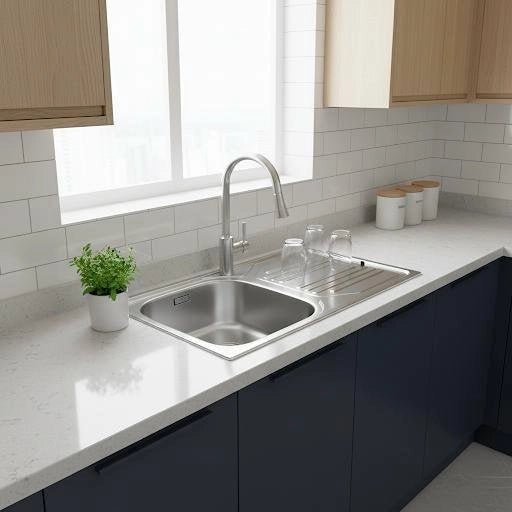Lavello incasso in acciaio inox 86 cm gocciolatoio DX  - Cromo