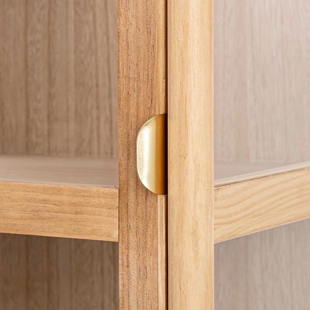 Vetrina in legno e rattan marrone 46,5x40x175h cm