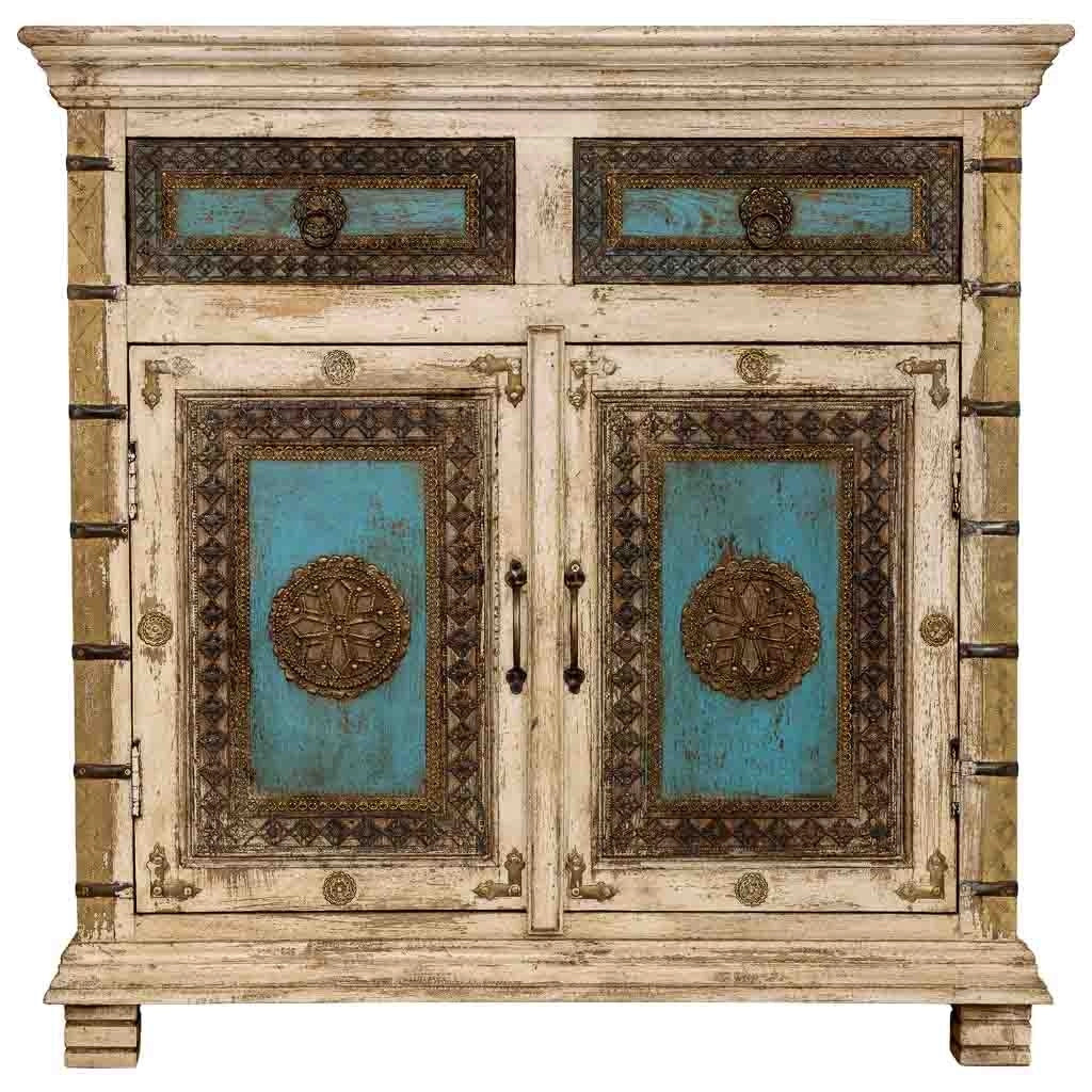 Credenza artigianale in legno bianco, 90x40x90h cm