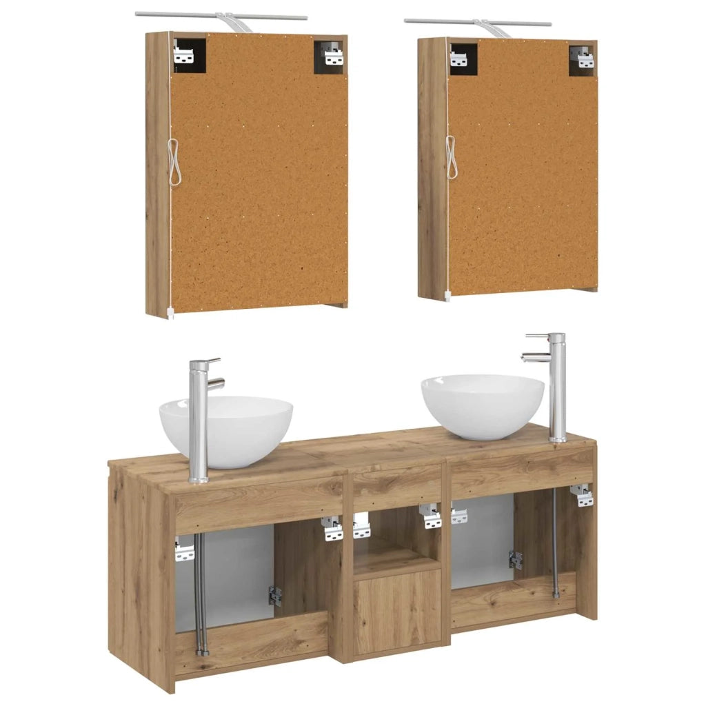 Set di Armadi da Bagno 5 pcs Rovere Artigianale 3406358