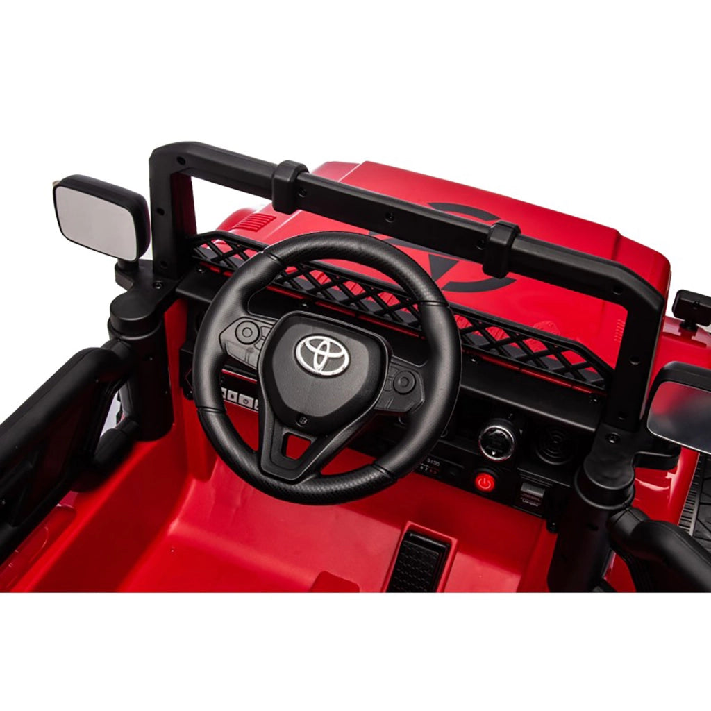 Macchina Elettrica per Bambini Fuoristrada Toyota Fj Cruiser 12V Telecomando Ruote in Gomma e Sedile in Pelle Rosso