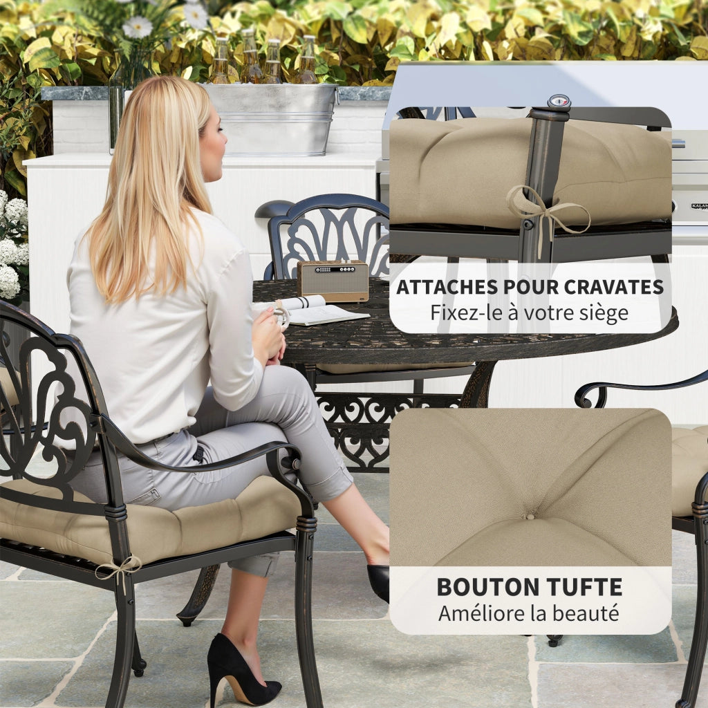 Cuscini da giardino per sedie ¨C zephmum ¨C 4 pezzi, 48x48 cm, kaki, con imbottitura 10 cm e cinghie